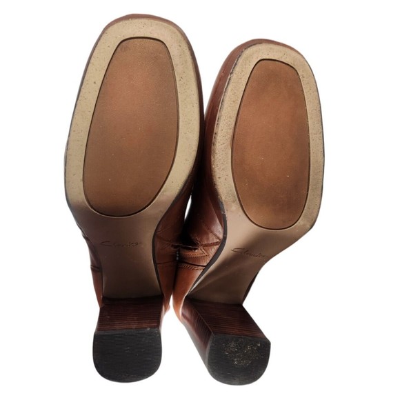 Clarks Brown Leather Heeled Boots, Size 8.5 - Picture 8 of 8